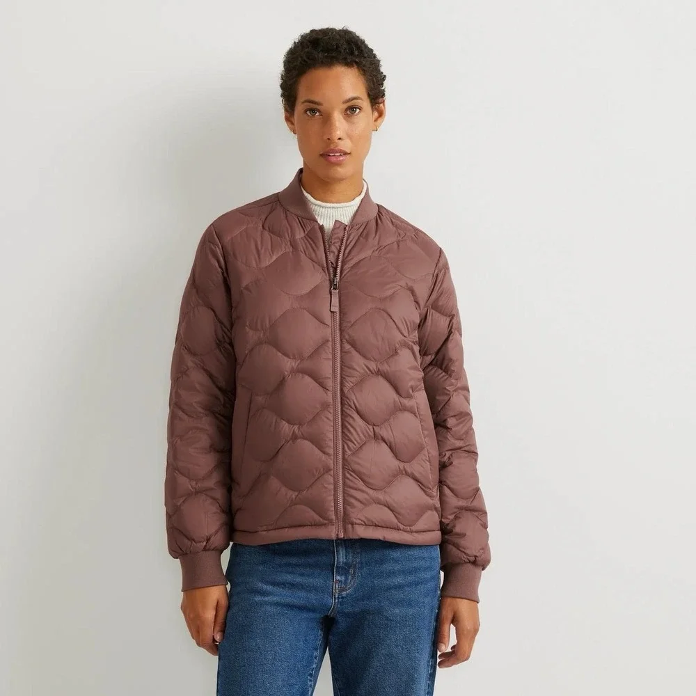 Eddie Bauer Shaw 650 Down Bomber Jacket Womens TXL Puffer‎ Quilted Full Zip New
